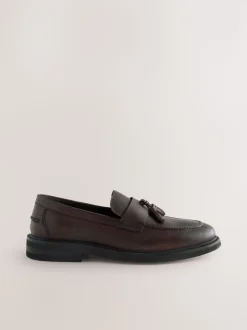 Brown Leather Tassel Loafers