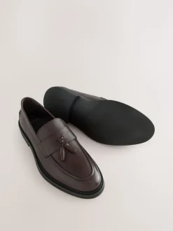Brown Leather Tassel Loafers