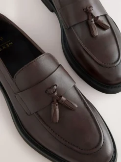 Brown Leather Tassel Loafers