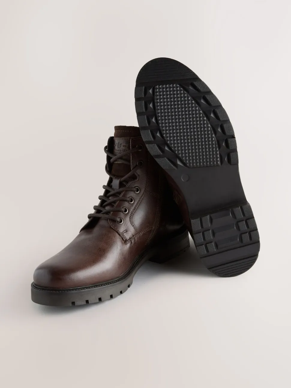 Brown Leather Zip-Up Borg Lined Boots