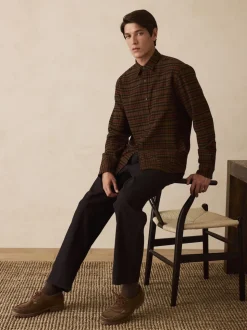 Brown Long Sleeve Check Shirt