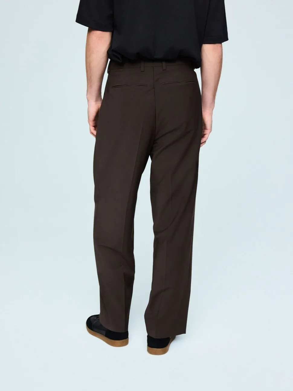 Brown Loose Fit Wool Blend Suit Trousers