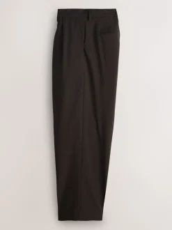 Brown Loose Fit Wool Blend Suit Trousers