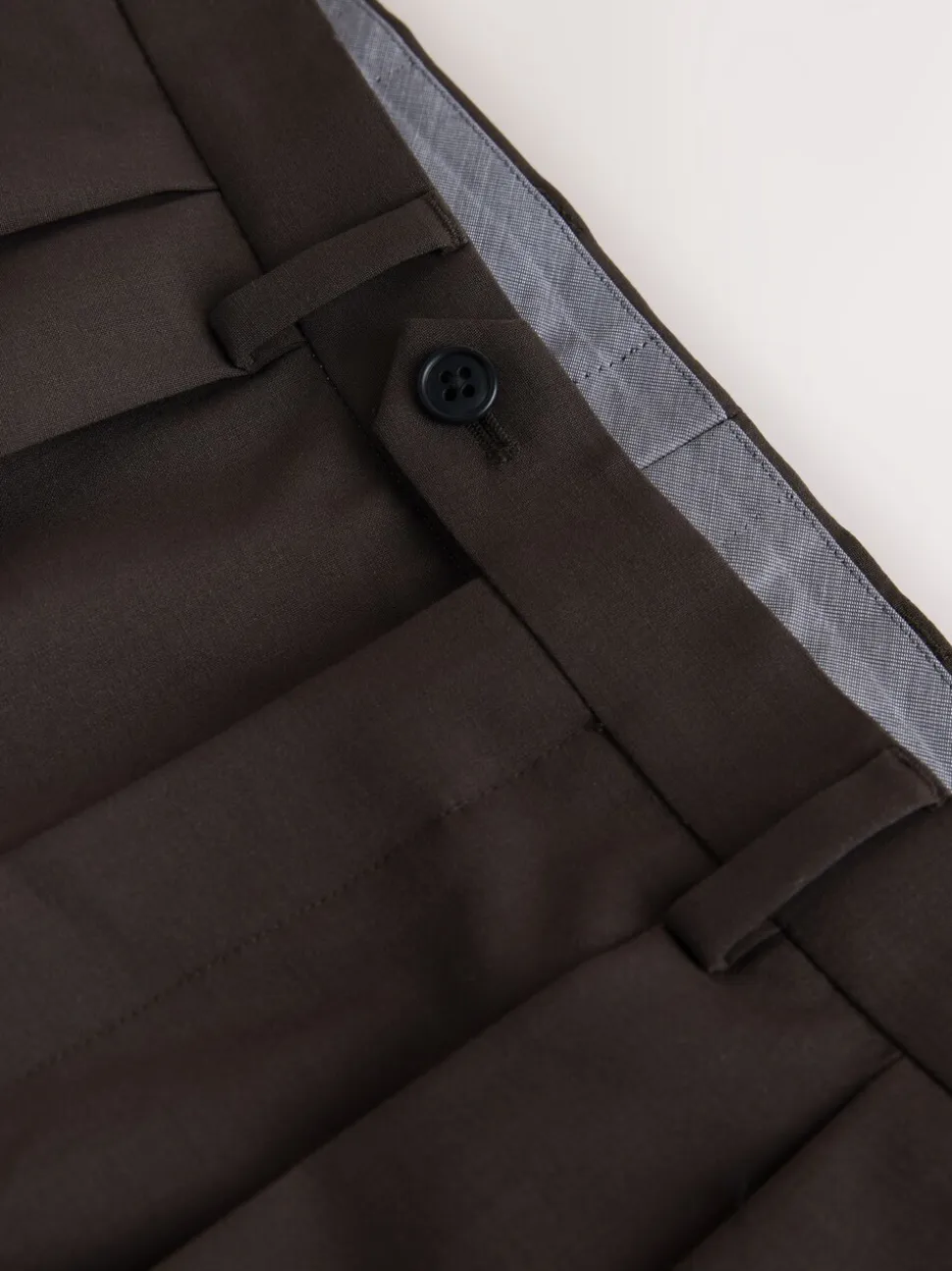 Brown Loose Fit Wool Blend Suit Trousers
