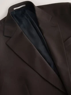Brown Loose Fit Wool Blend Suit Jacket