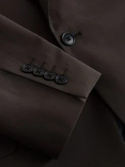 Brown Loose Fit Wool Blend Suit Jacket