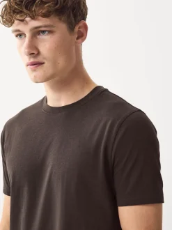 Brown Marl Slim Fit Essential Crew Neck Cotton T-Shirt