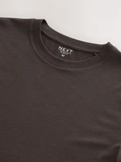 Brown Marl Slim Fit Essential Crew Neck Cotton T-Shirt