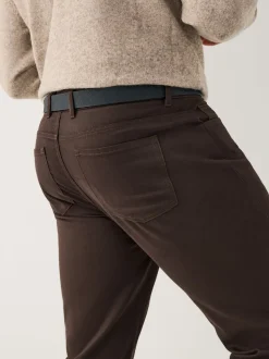 Brown Muscle Fit Smart Brushed Cotton TENCEL™ Lyocell Blend Chinos With Belt