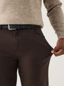 Brown Muscle Fit Smart Brushed Cotton TENCEL™ Lyocell Blend Chinos With Belt
