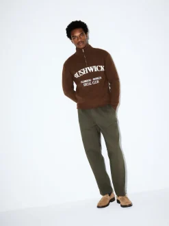 Brown N.Premium Mid-Weight Bushwick Graphic Zip Neck Jumper