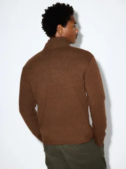 Brown N.Premium Mid-Weight Bushwick Graphic Zip Neck Jumper