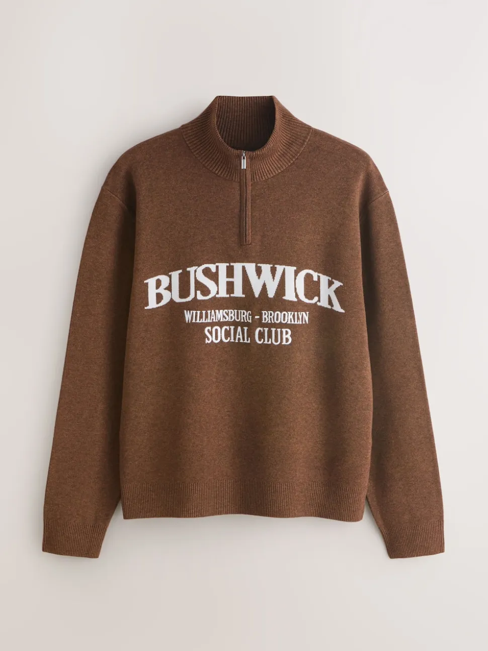 Brown N.Premium Mid-Weight Bushwick Graphic Zip Neck Jumper