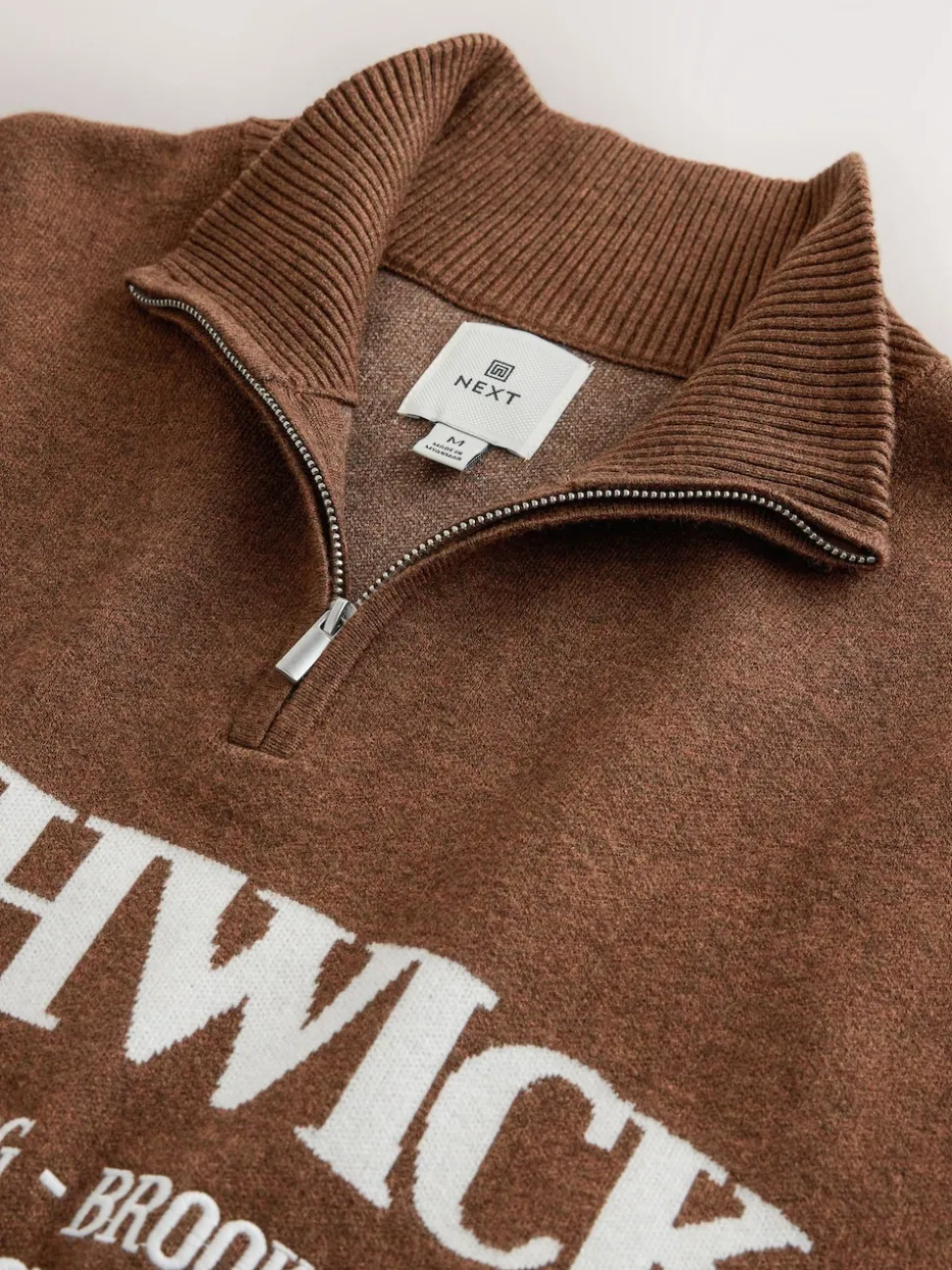 Brown N.Premium Mid-Weight Bushwick Graphic Zip Neck Jumper