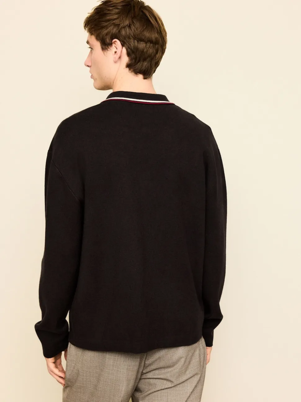 Brown N.Premium Regular Fit Mid Weight Tipped Zip Through Collared Cardigan