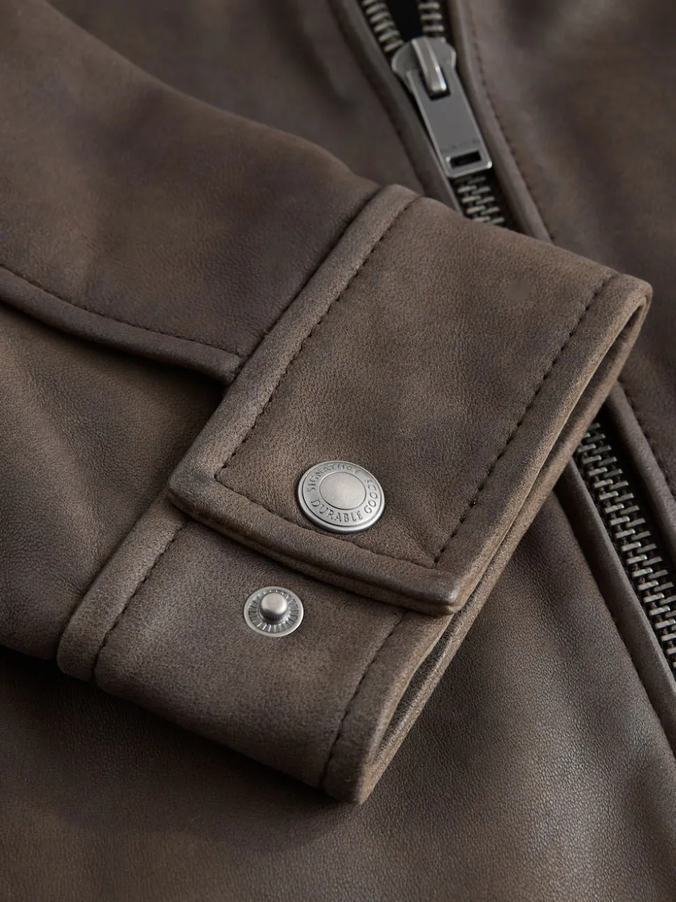 Brown Nubuck Signature Leather Collared Jacket