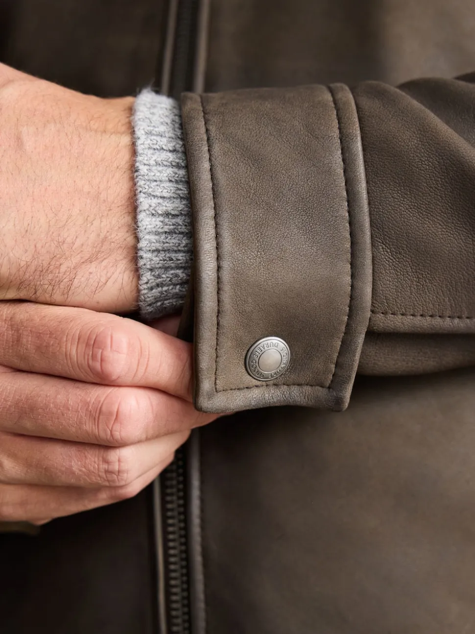 Brown Nubuck Signature Leather Collared Jacket