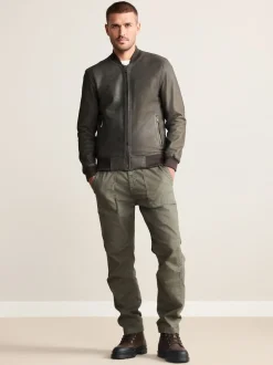 Brown Nubuck Signature Leather Bomber Jacket