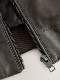 Brown Nubuck Signature Leather Bomber Jacket