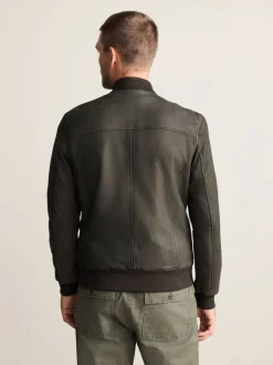 Brown Nubuck Signature Leather Bomber Jacket