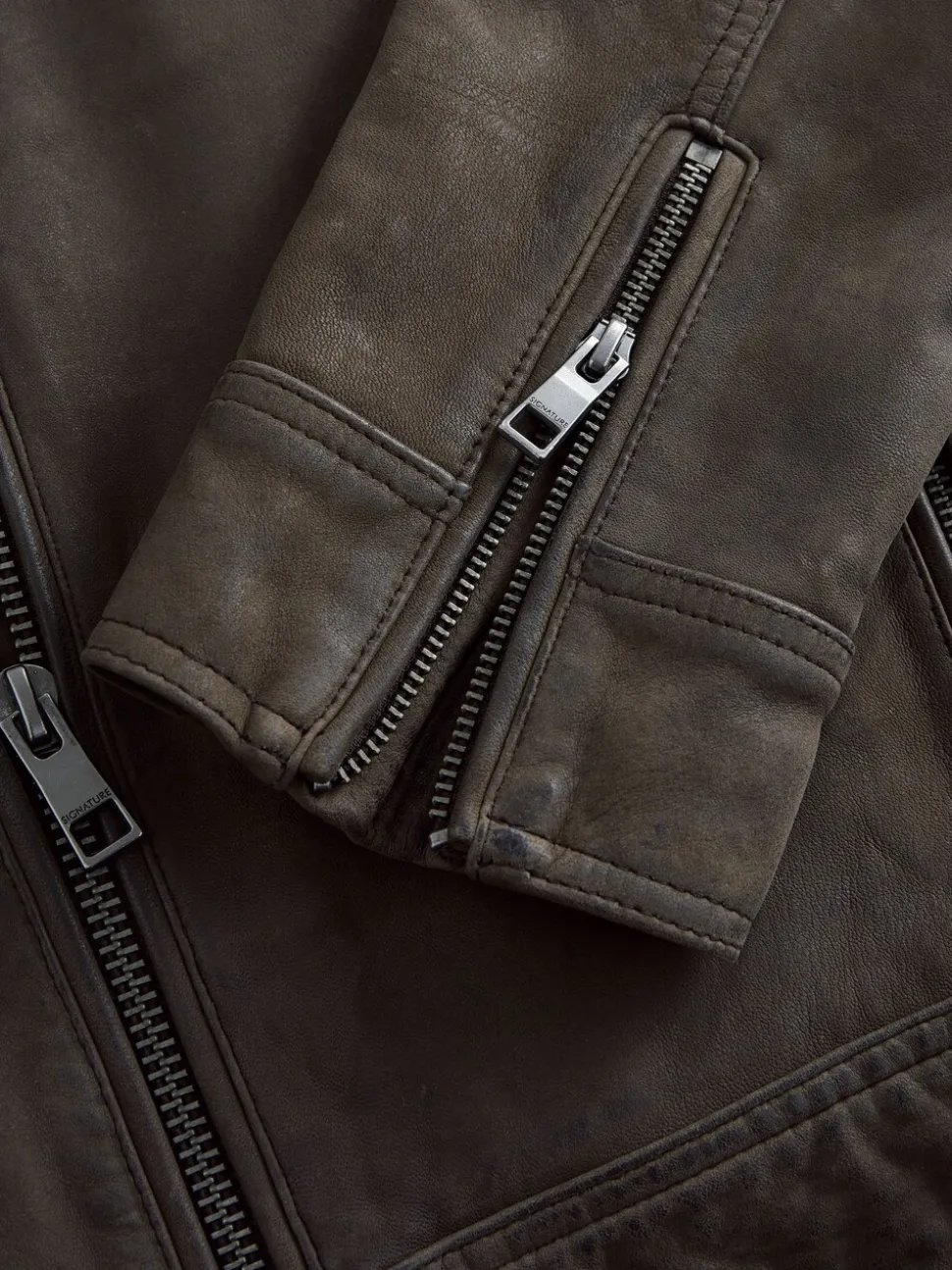 Brown Nubuck Signature Leather Racer Jacket