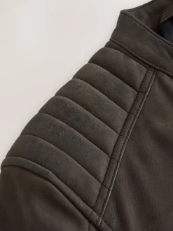Brown Nubuck Signature Leather Racer Jacket