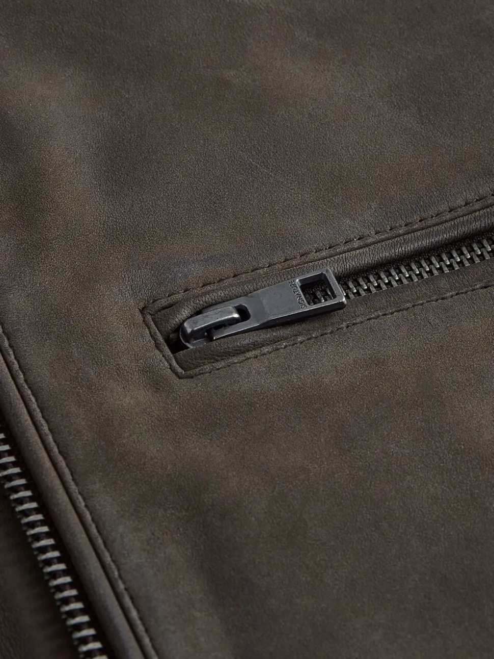 Brown Nubuck Signature Leather Racer Jacket