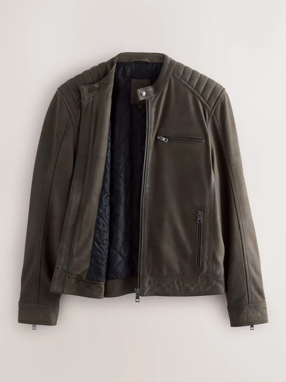 Brown Nubuck Signature Leather Racer Jacket