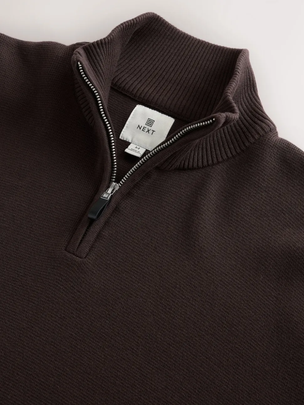 Brown Plain N.Premium Regular Fit 100% Cotton Premium Quarter Zip Jumper