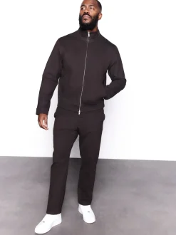 Brown Premium Smart Funnel Neck Zip Through With Wool