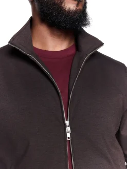 Brown Premium Smart Funnel Neck Zip Through With Wool