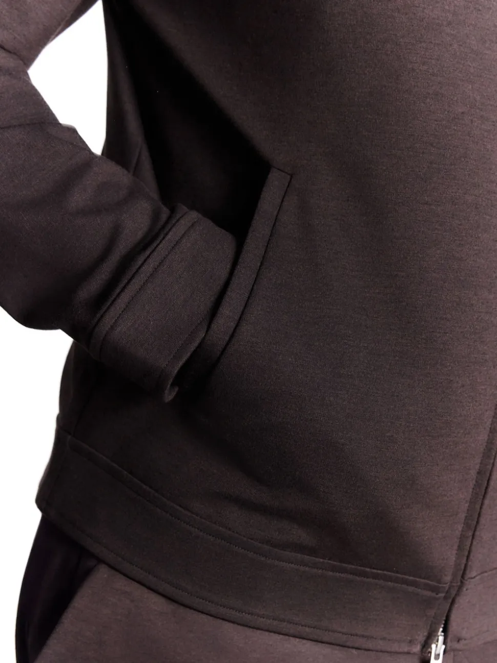 Brown Premium Smart Funnel Neck Zip Through With Wool