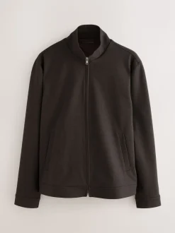 Brown Premium Smart Funnel Neck Zip Through With Wool