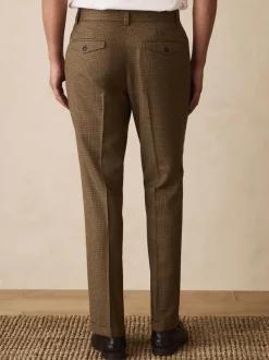 Brown Puppytooth Slim Fit Smart Textured Trousers