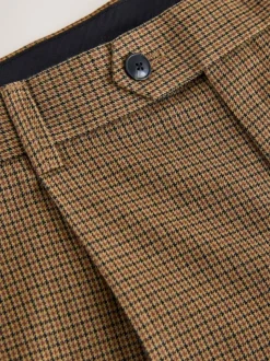 Brown Puppytooth Slim Fit Smart Textured Trousers