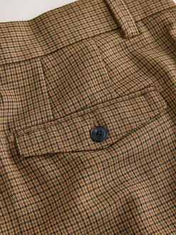 Brown Puppytooth Slim Fit Smart Textured Trousers