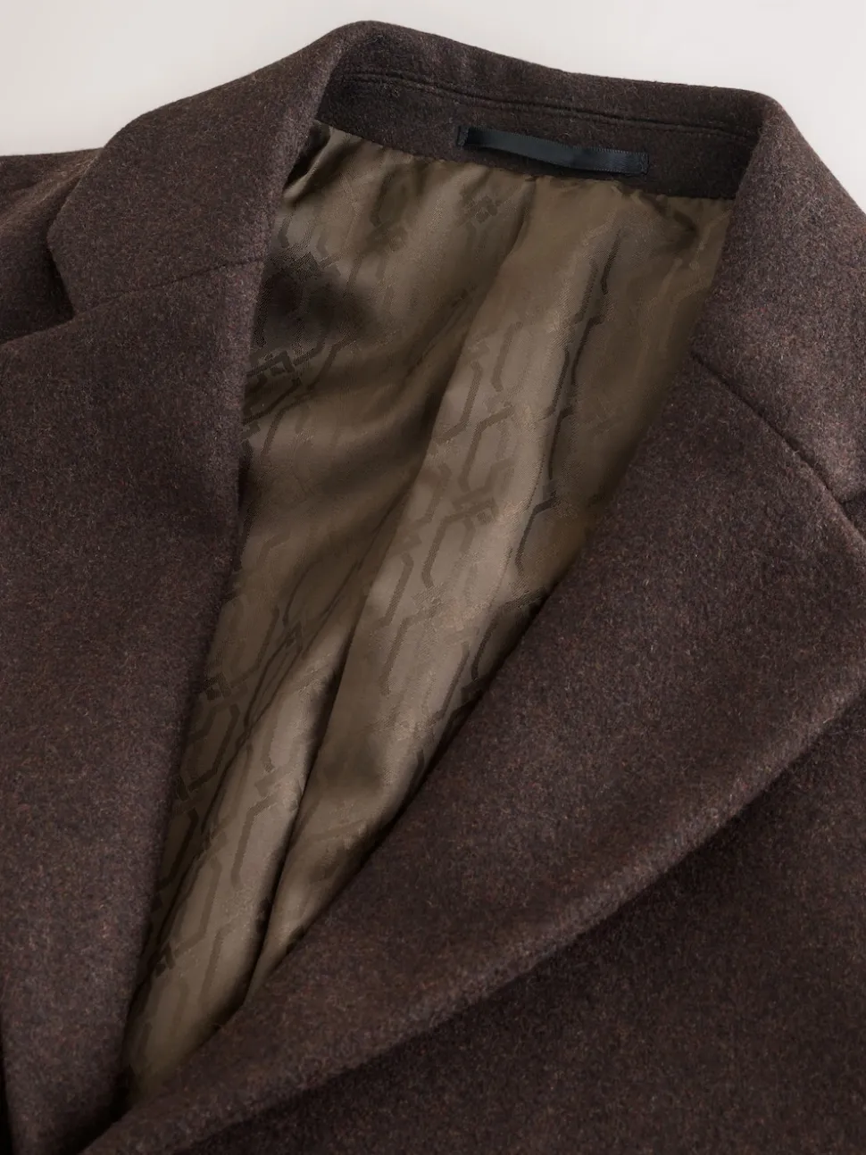 Brown Regular Fit Epsom Overcoat with Wool