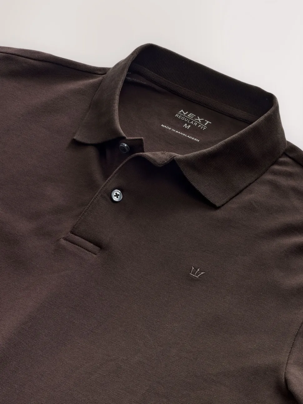 Brown Regular Fit Long Sleeve Pique Polo Shirt