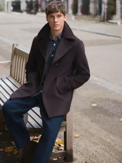 Brown Regular Fit N.Premium Soft Touch Peacoat with Wool