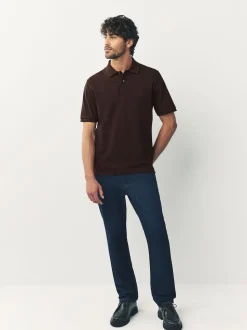 Brown Regular Fit Short Sleeve Pique Polo Shirt