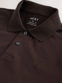 Brown Regular Fit Short Sleeve Pique Polo Shirt
