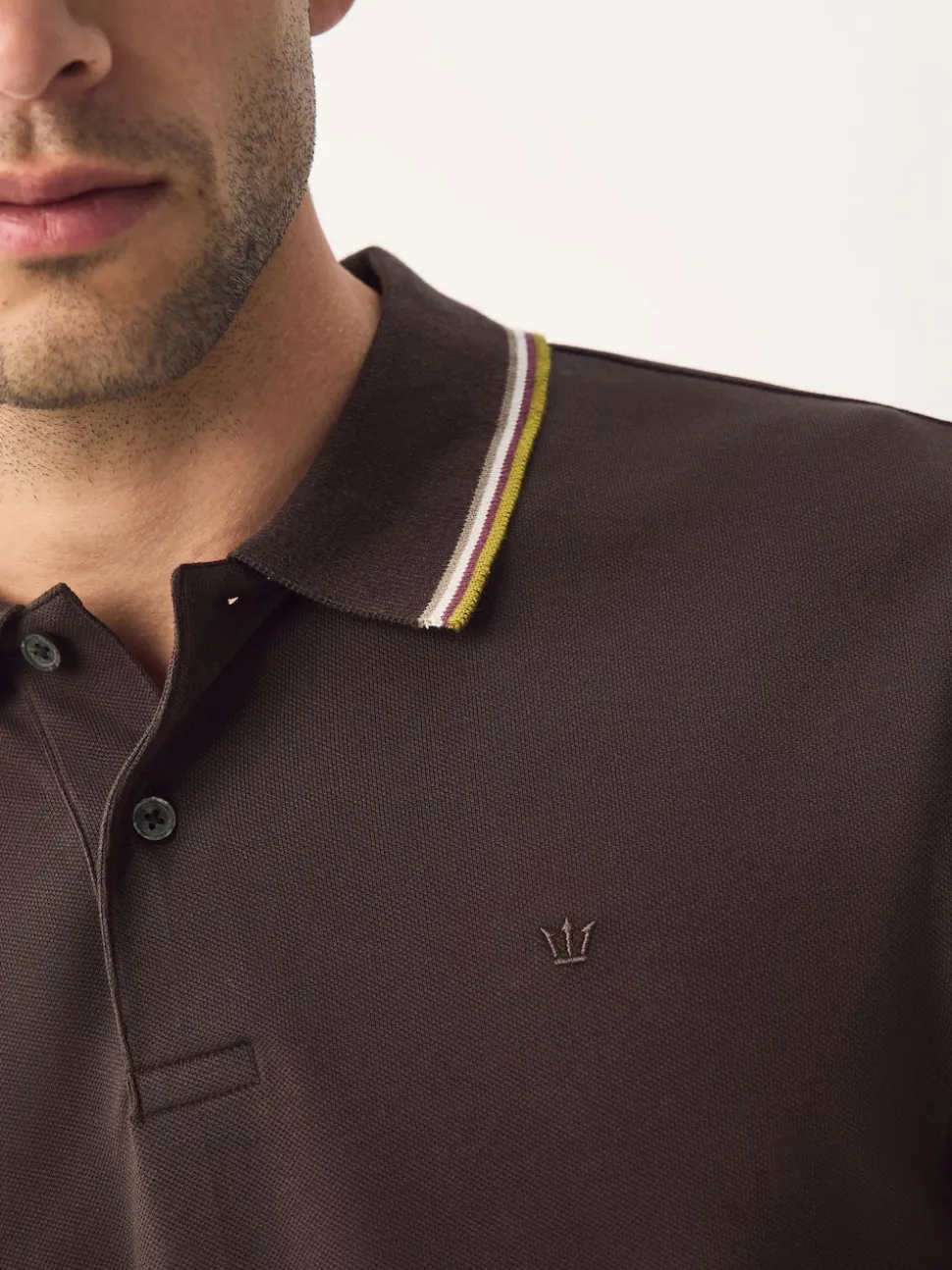 Brown Regular Fit Short Sleeve Tipped Polo Shirt