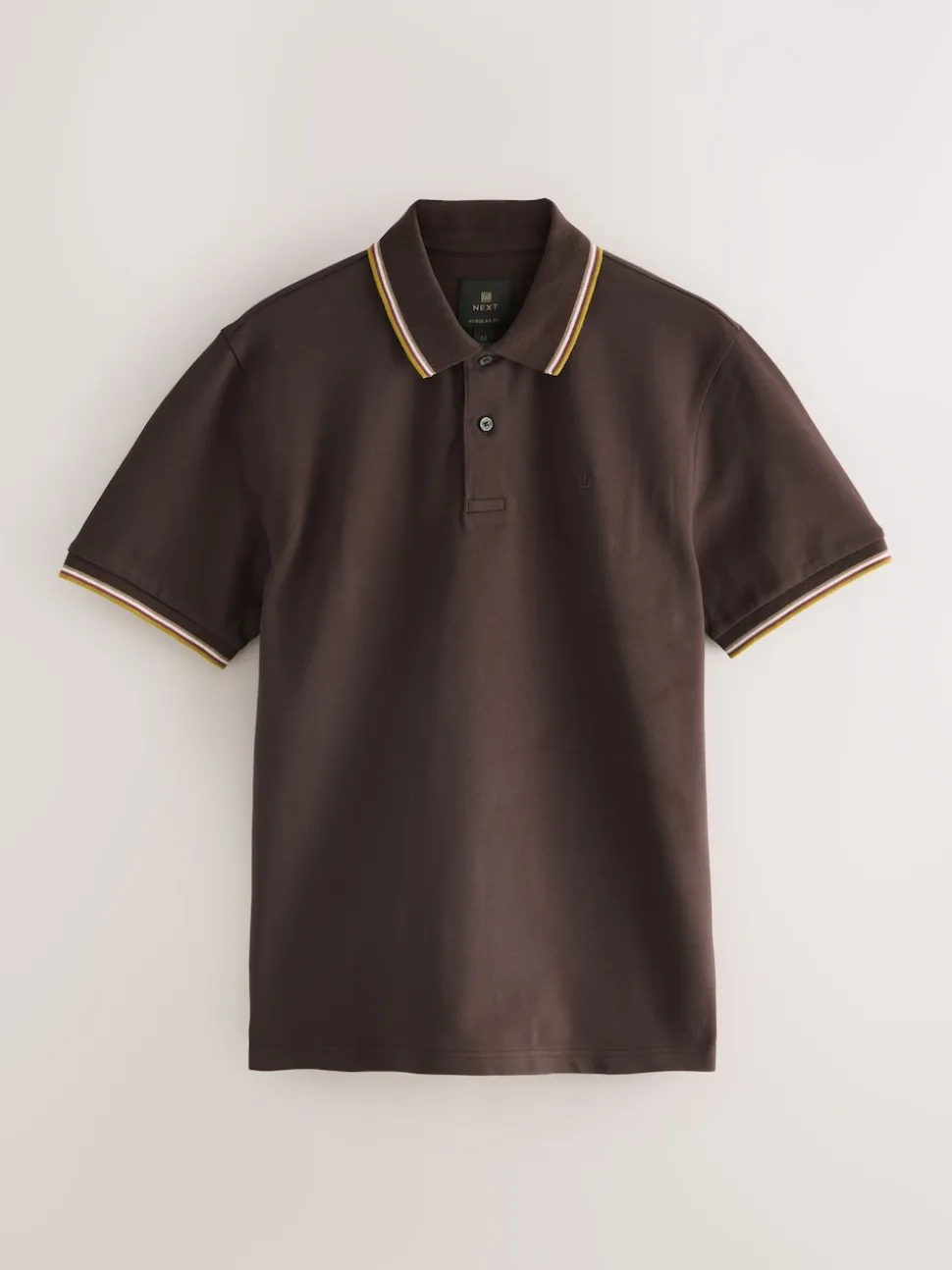 Brown Regular Fit Short Sleeve Tipped Polo Shirt