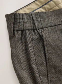 Brown Regular Fit Smart Brushed Cotton Textured Trousers