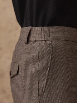 Brown Regular Fit Smart Brushed Cotton Textured Trousers