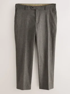 Brown Regular Fit Smart Brushed Cotton Textured Trousers