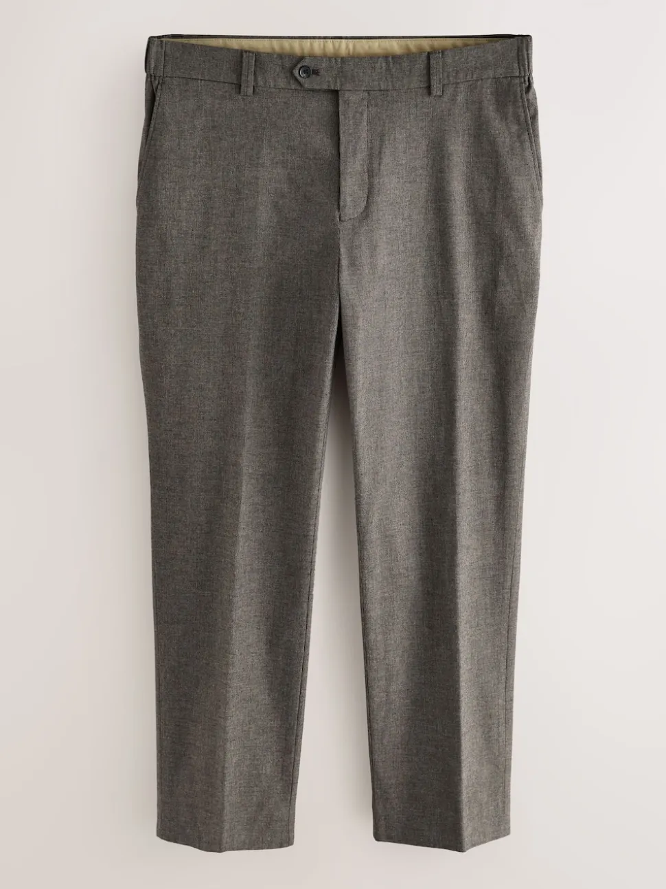 Brown Regular Fit Smart Brushed Cotton Textured Trousers