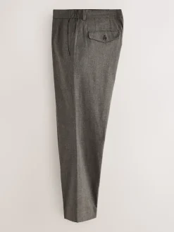 Brown Regular Fit Smart Brushed Cotton Textured Trousers