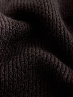 Brown Regular Fit Textured Crew Jumper