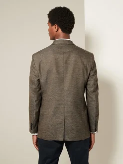 Brown Regular Fit Textured Smart Blazer